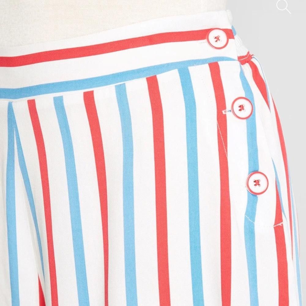 Designer Modcloth Yellow Blue and Red Striped Retro High Rise Shorts Size 32" / US 10 / IT 46 - 3 Thumbnail