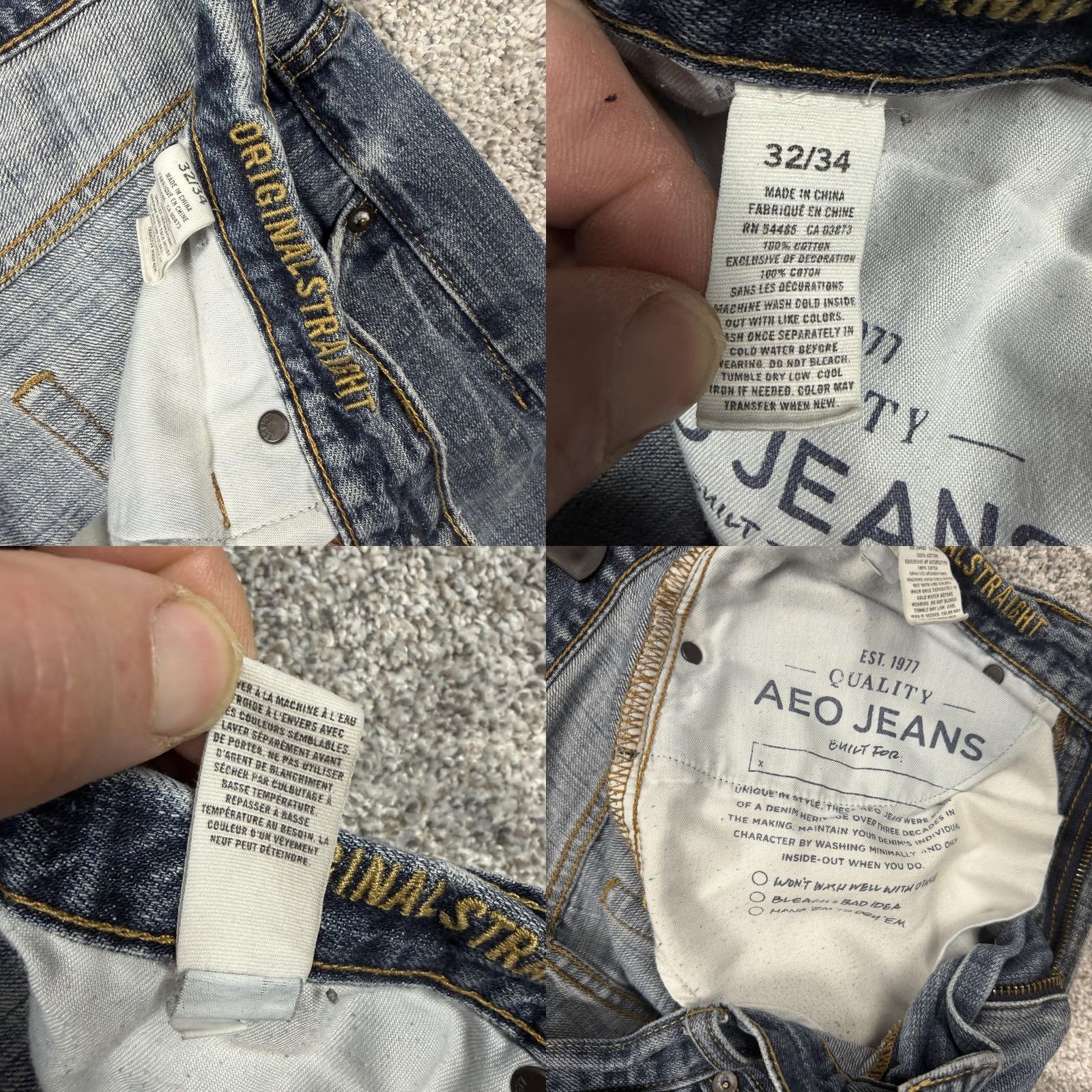 American Eagle Outfitters American Eagle Outfitters Jeans Mens 32x32 Blue Original Straight Denim Classic Grunge 5-Pocket Mens Regular Rise Mid Cotton Denim Pockets Button Zip Size US 32 / EU 48 - 8 Thumbnail