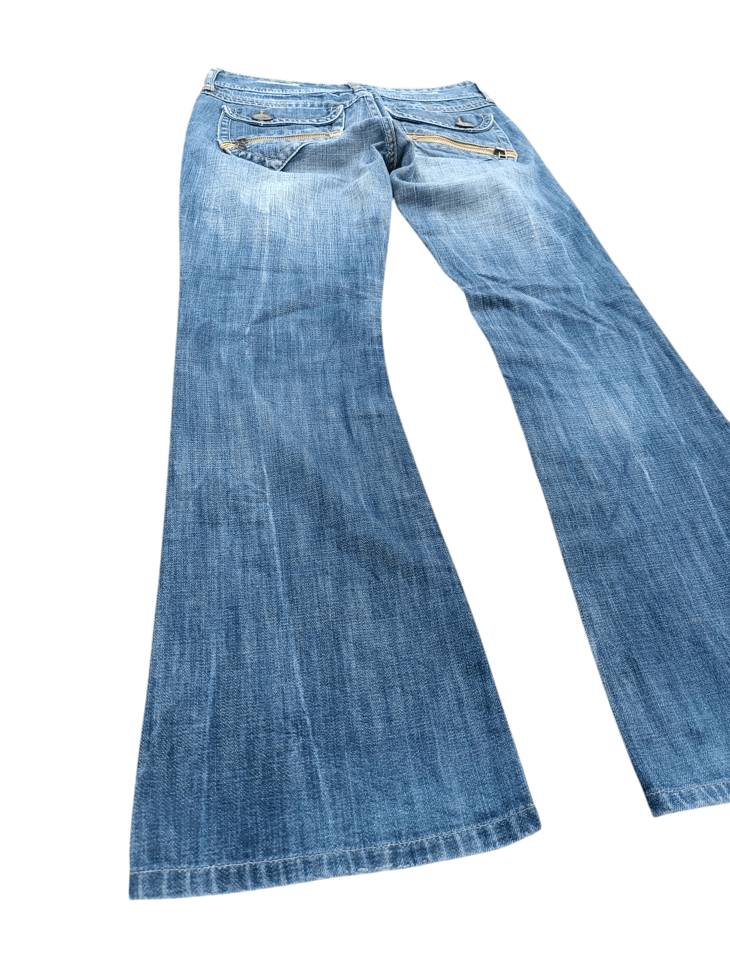 Japanese Brand VINTAGE 90s Flared Back Number Faded Jean Size US 28 / EU 44 - 4 Thumbnail