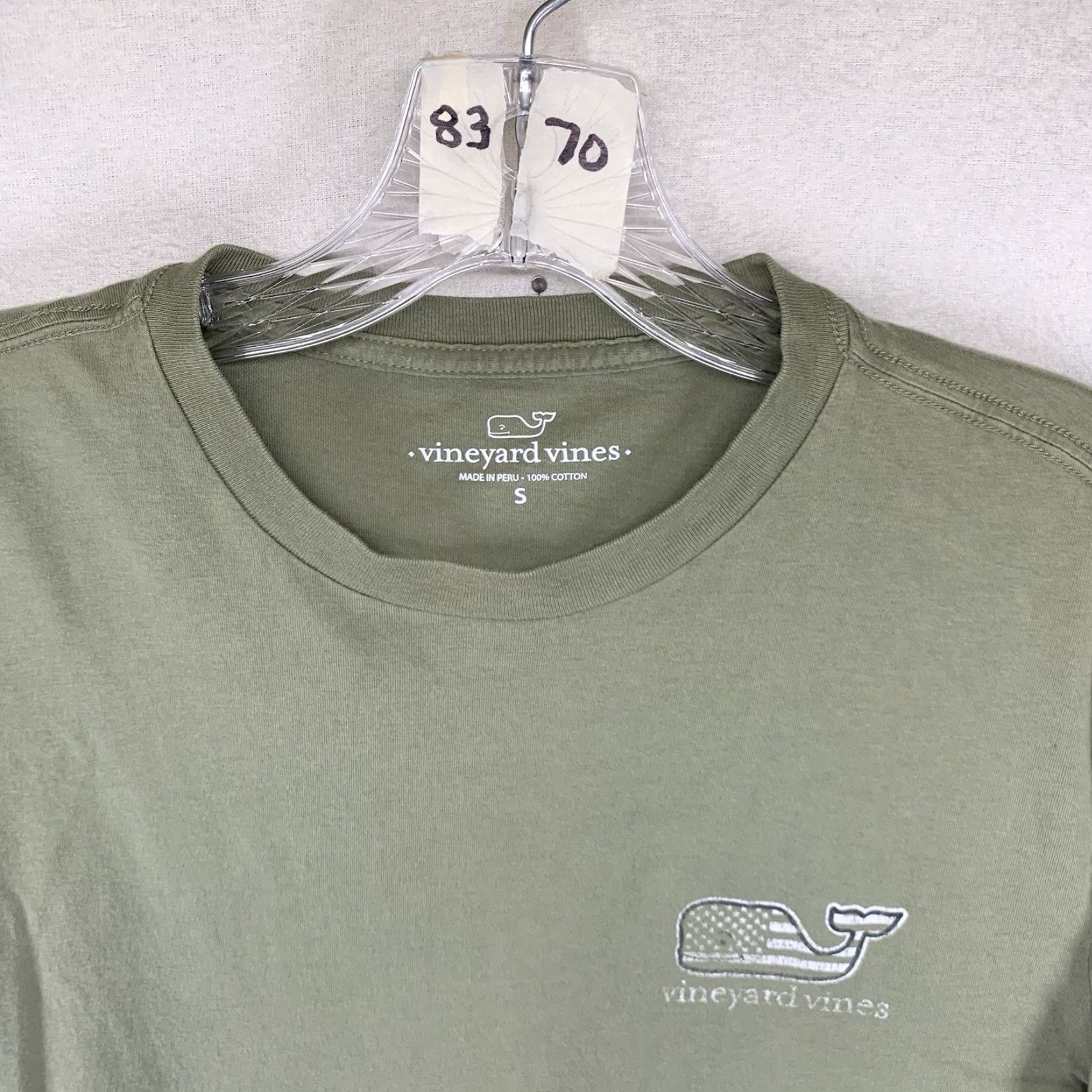 Vineyard Vines VINEYARD VINES Men's Long Sleeve T-Shirt Small Light Olive Patriotic Whale Graphic Preppy Sports Size US S / EU 44-46 / 1 - 5 Thumbnail