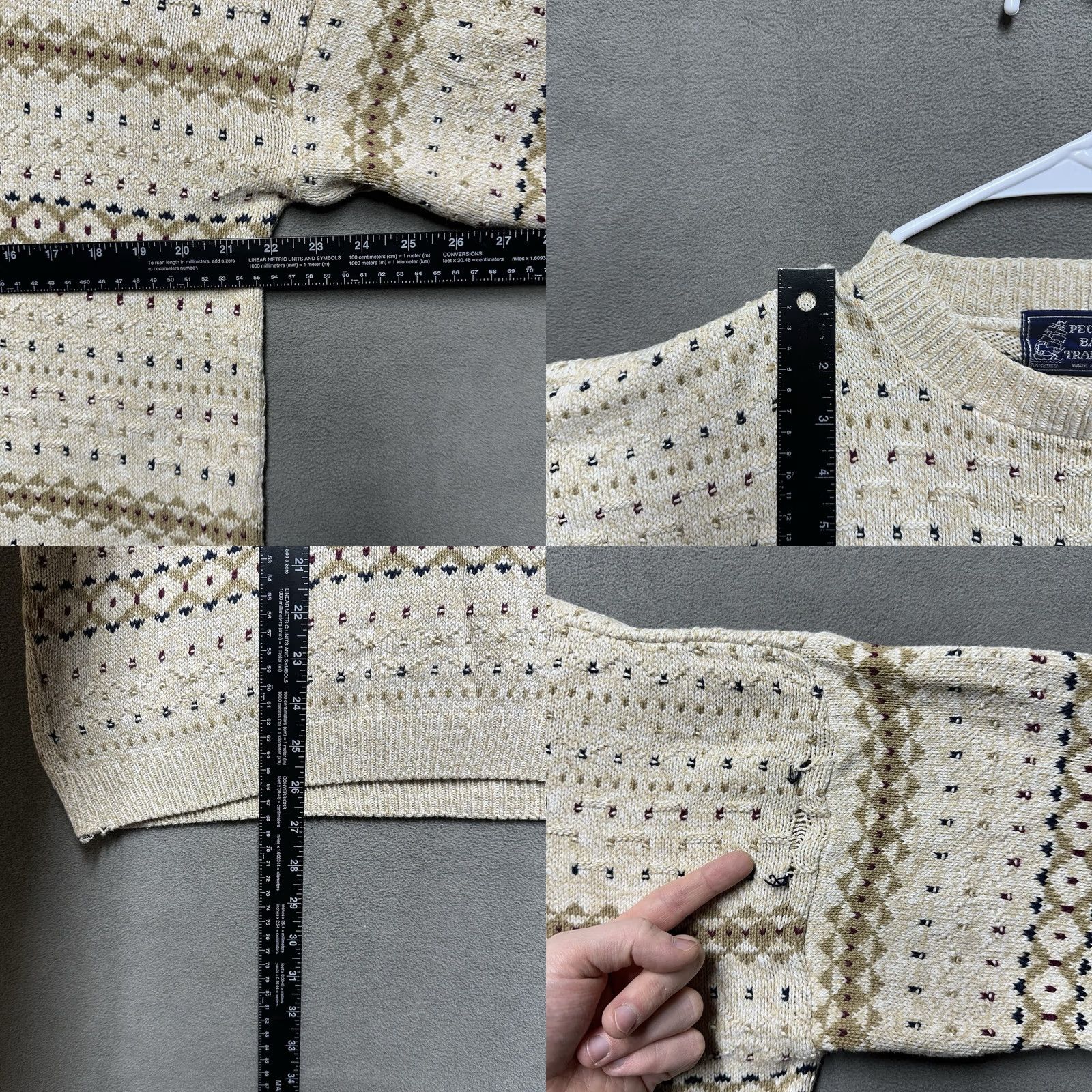 Vintage Vintage Peconic Bay Traders Sweater Mens Medium Geometric Knit Beige USA GUC Size US M / EU 48-50 / 2 - 8 Thumbnail