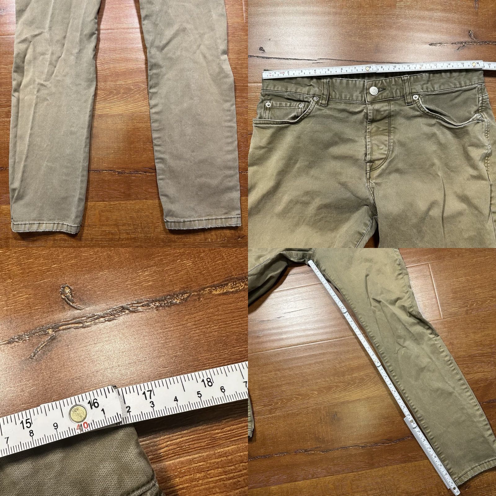 Buck Mason Maverick Slim Pants Mens 33x32 Beige Distressed Grunge Punk Alt Retro Jeans main image 6