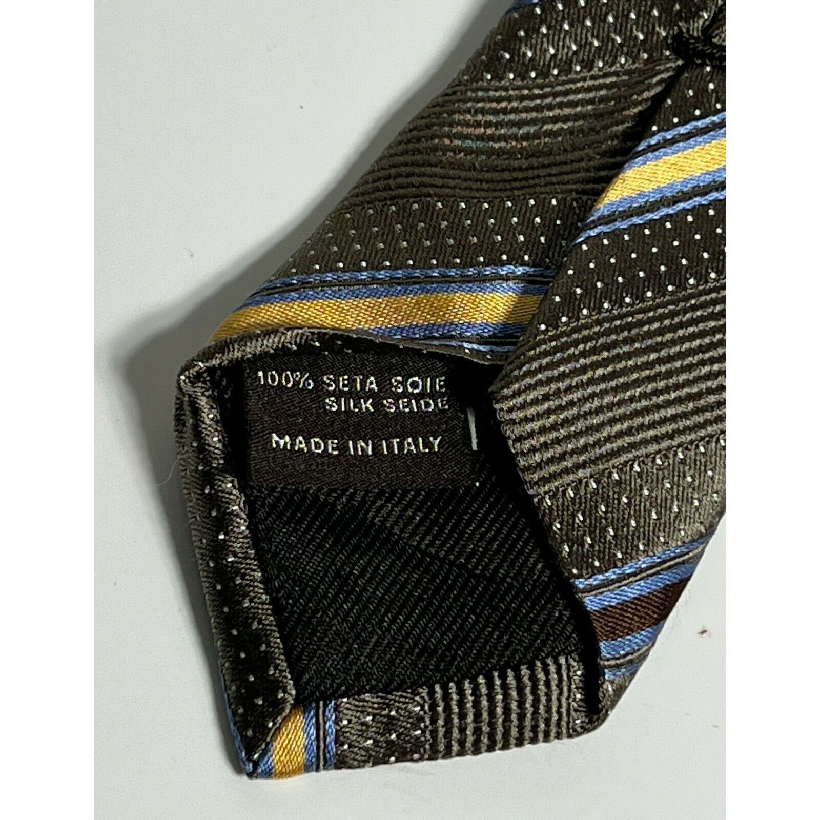 Canali Canali Men's Tie Italy Made Gray Blue Striped Silk Necktie Size ONE SIZE - 7 Thumbnail