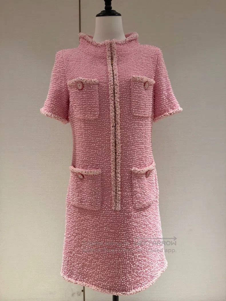 Chanel 19 Cruise Series Pink Snowflake Tweed Four-pocket D