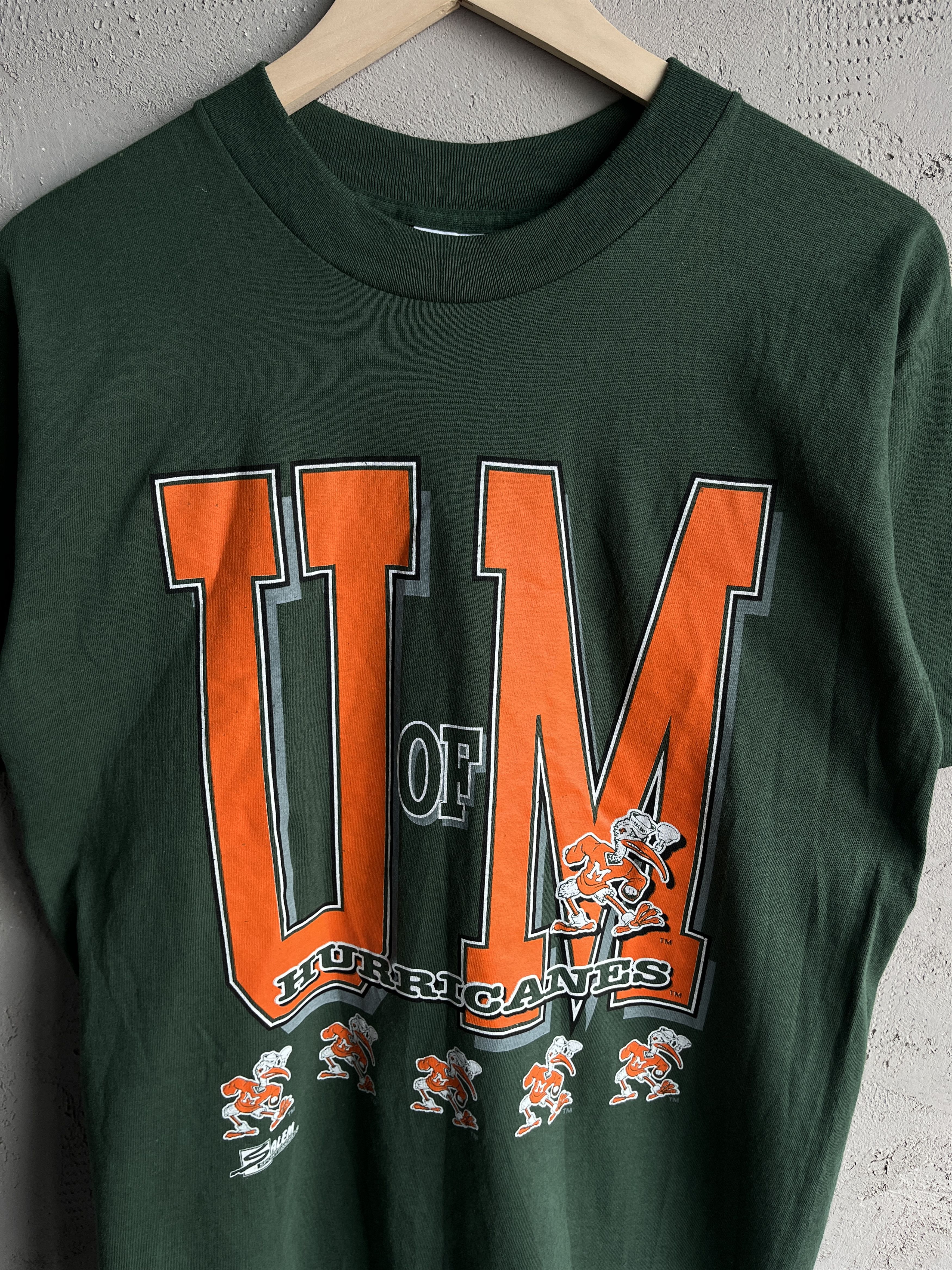 NCAA × Salem Sportswear × Vintage Vintage 90s University Of Miami Hurricanes Deadstock T-Shirt Size US M / EU 48-50 / 2 - 2 Thumbnail
