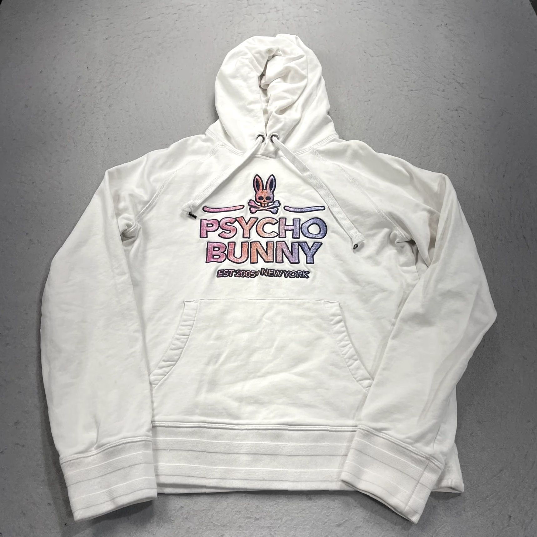 Psycho Bunny Psycho Bunny Hoodie Mens M White Gradient Logo Skull Bunny Pullover Graphic Print Hooded with Pockets Crew Neck Size US M / EU 48-50 / 2 - 2 Thumbnail