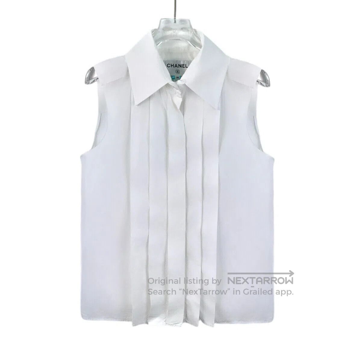 Chanel Chanel White Ruffle Design Cotton Collar Sleeveless Shirt| Size XS / US 0-2 / IT 36-38 - 1 Thumbnail