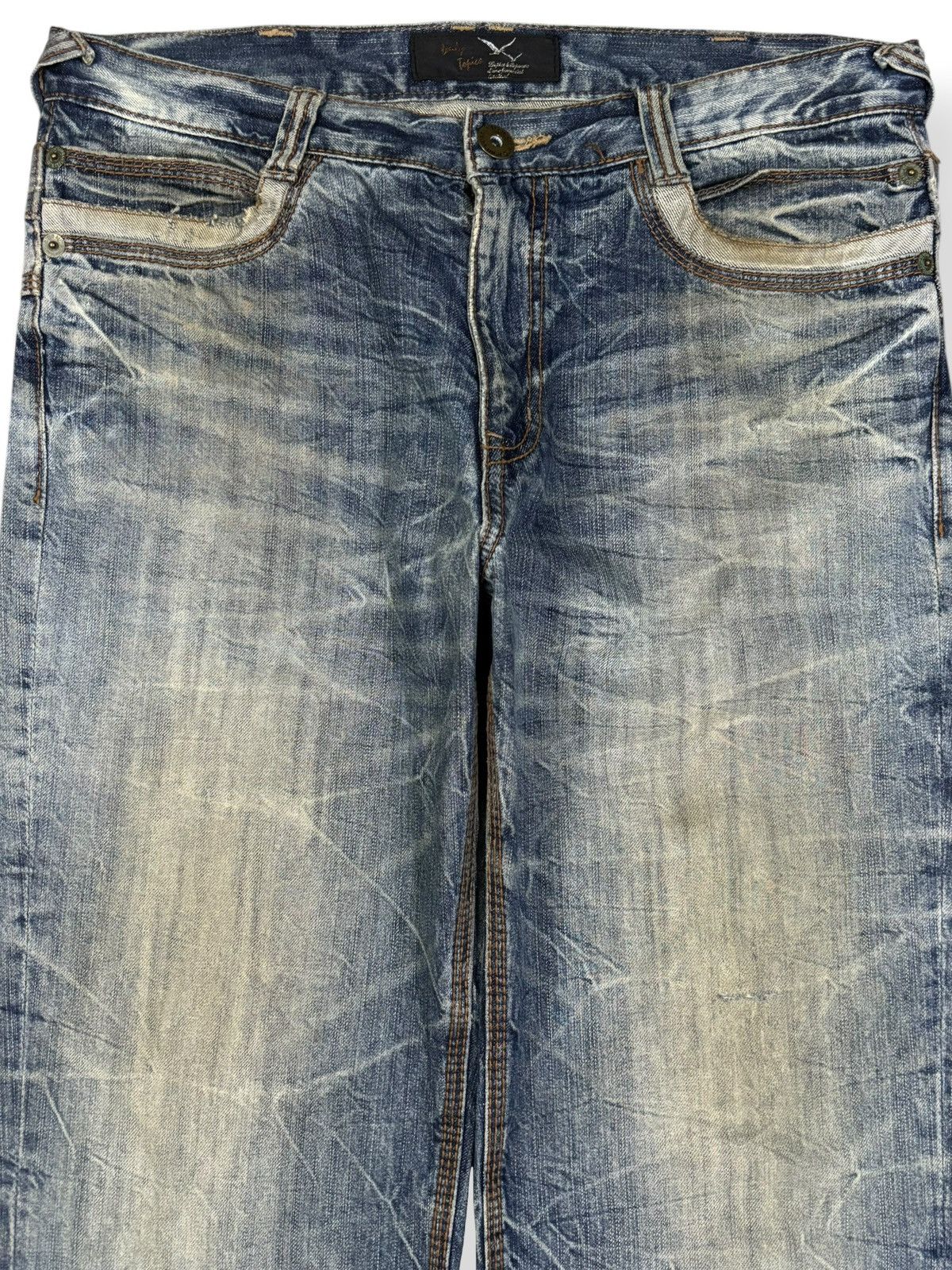 Beauty Beast Japanese Brand Double Waist Cracked Mud Wash Baggy Jeans Size US 34 / EU 50 - 3 Thumbnail