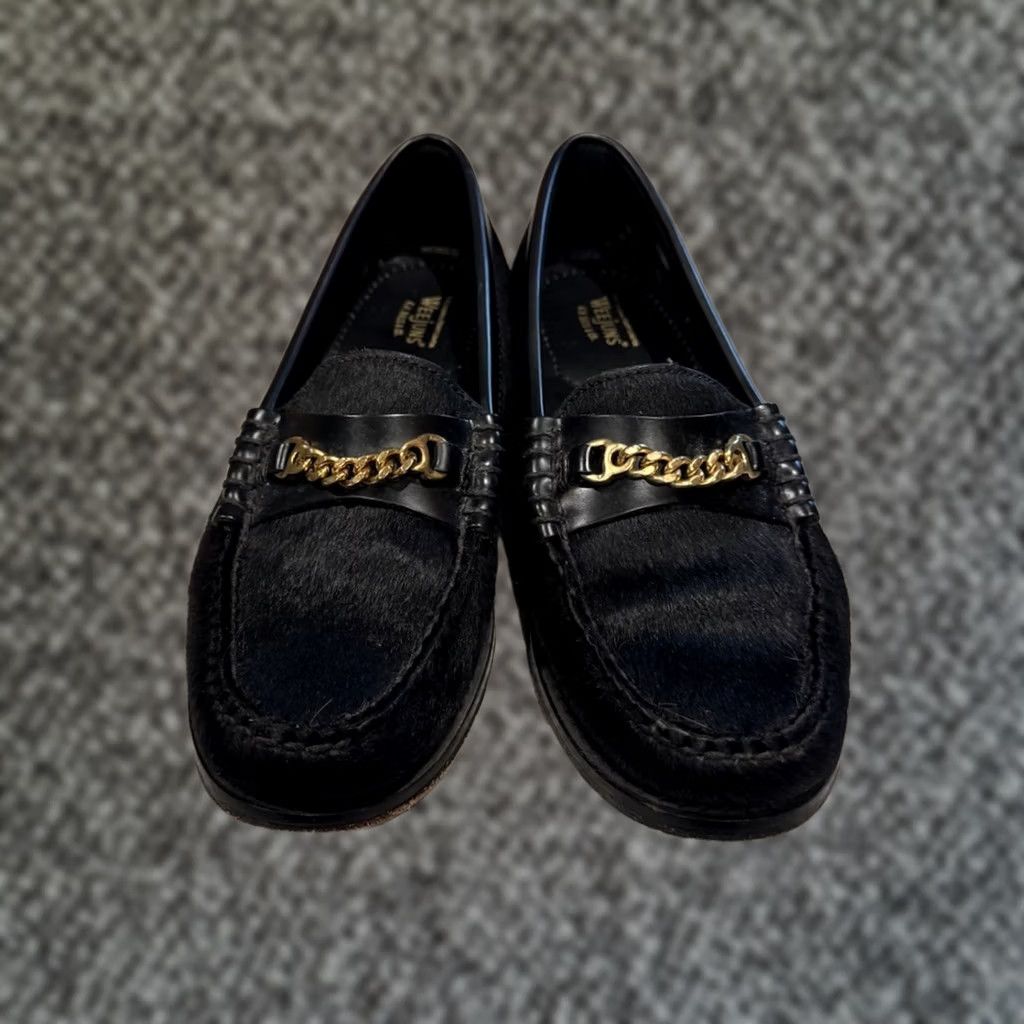 Vintage GH BASS WOMEN’S 6 M US LOAFERS BLACK PONY HAIR WEEJUNS CELESTE CHAIN Size US 6 / IT 36 - 1 Thumbnail