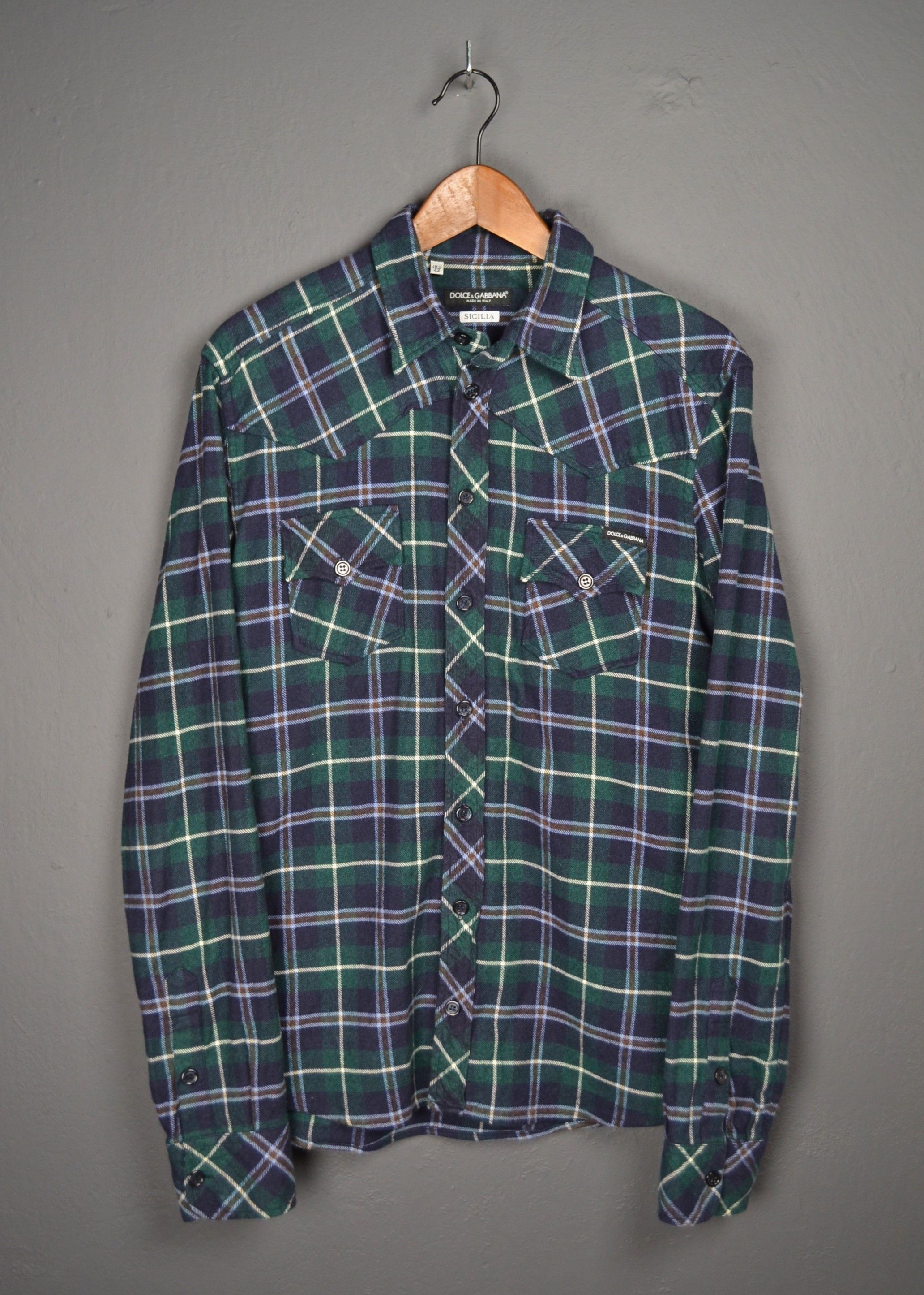 Dolce & Gabbana Sicilia Check Western Shirt Cotton 16.5 42 M