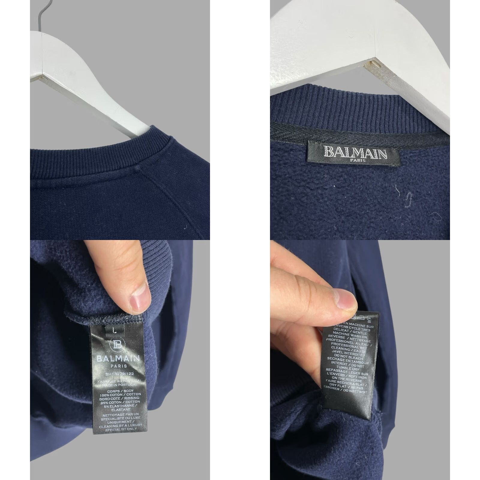 Balmain Balmain Sweatshirt Mens L Logo Crew Neck Navy Blue Designer Paris Pullover Regular All Seasons Size US L / EU 52-54 / 3 - 9 Thumbnail