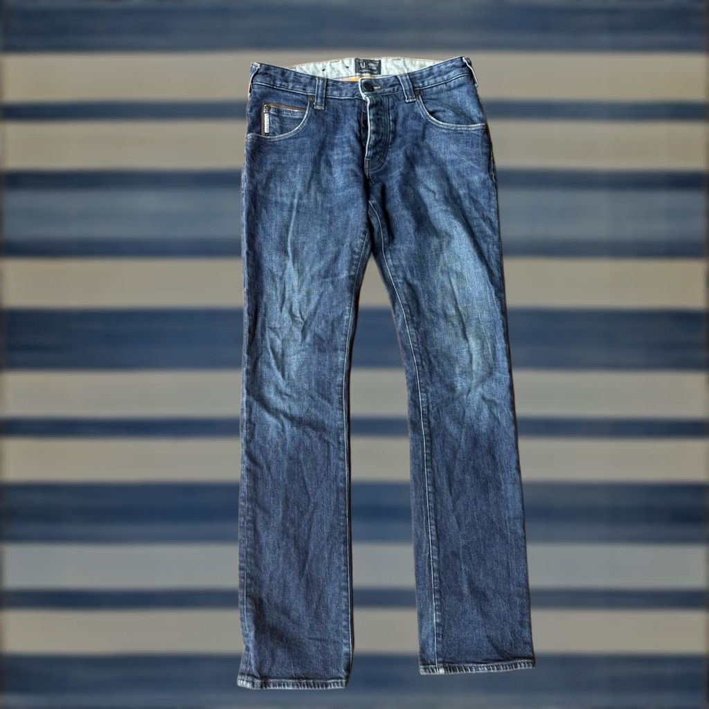 Vintage Armani Jeans Button Fly Jeans Mens 29 Dark Indigo Blue Straight Leg Slim Denim 5-Pocket Size US 34 / EU 50 - 1 Thumbnail