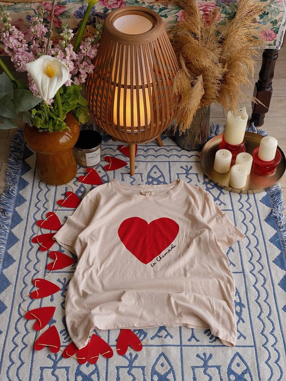 Sezane Sezane T-Shirt Peach Heart La Chemade Size L / US 10 / IT 46 - 1 Thumbnail
