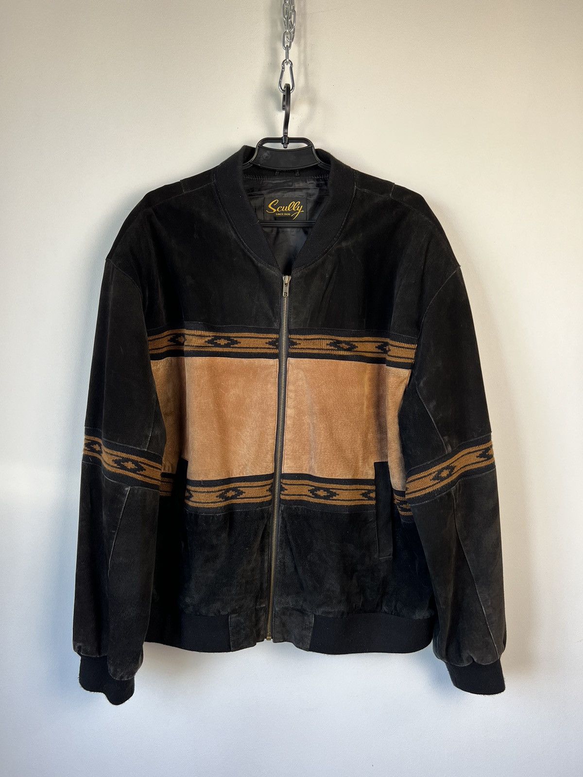 image of Designer Scully Western Leather Jacket Black And Brown Size Xl, Men's