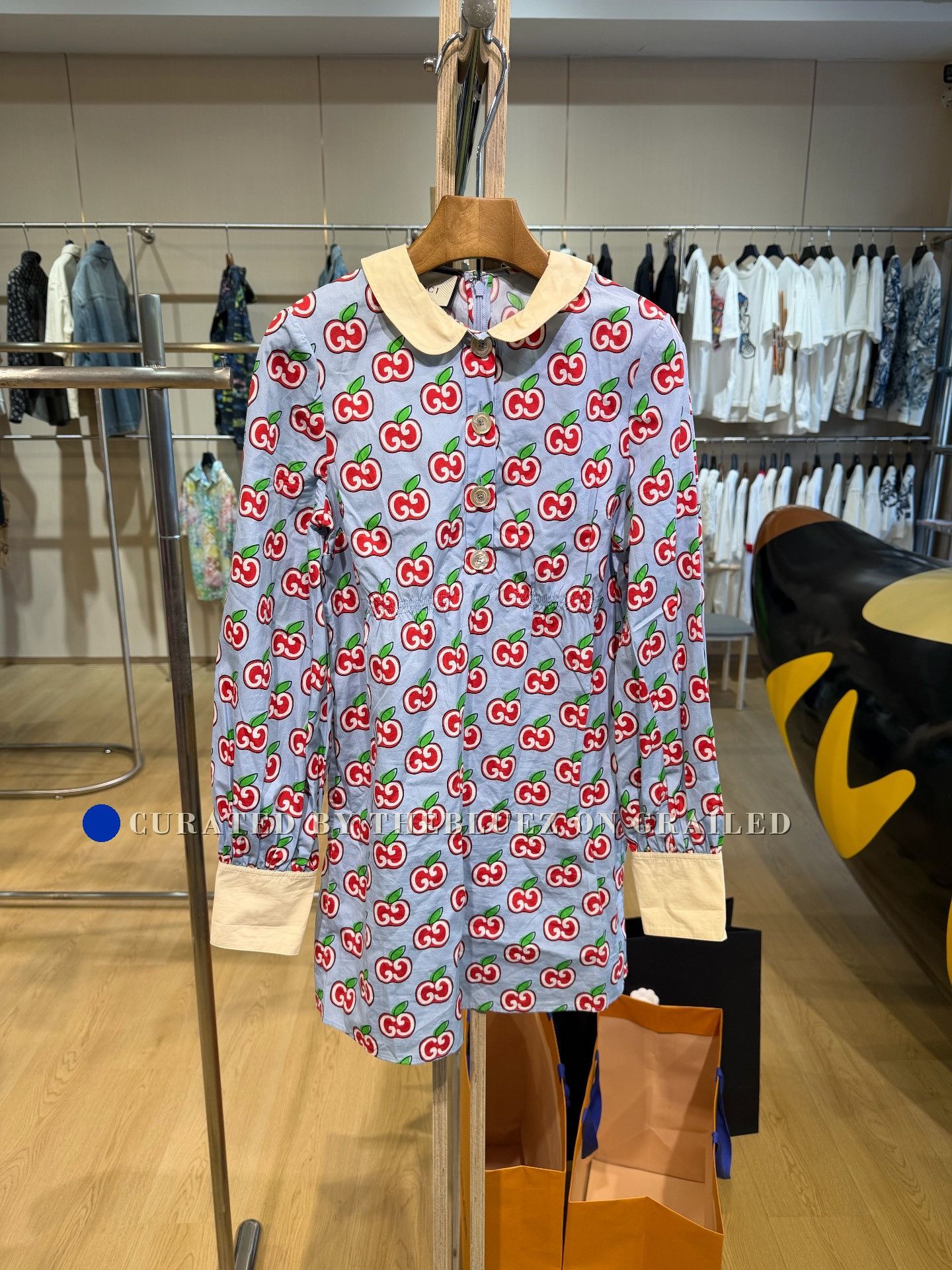 Gucci Gucci Blue Apple Print Dress Size S / US 4 / IT 40 - 1 Thumbnail