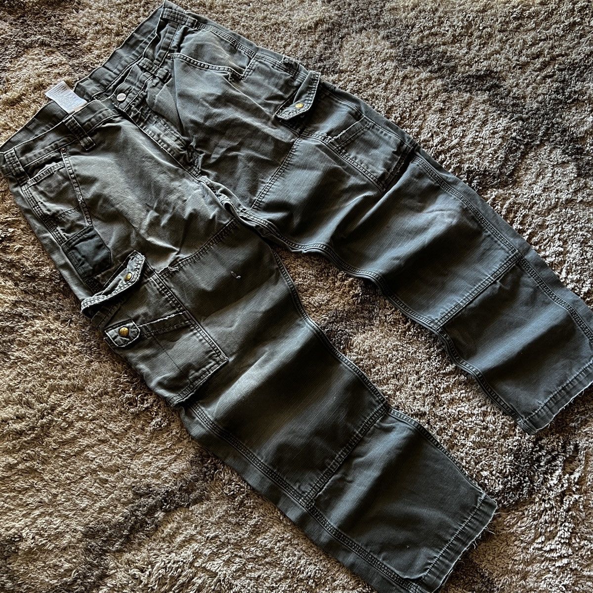 CRAZY Vintage Y2K baggy olive distressed carhartt cargos