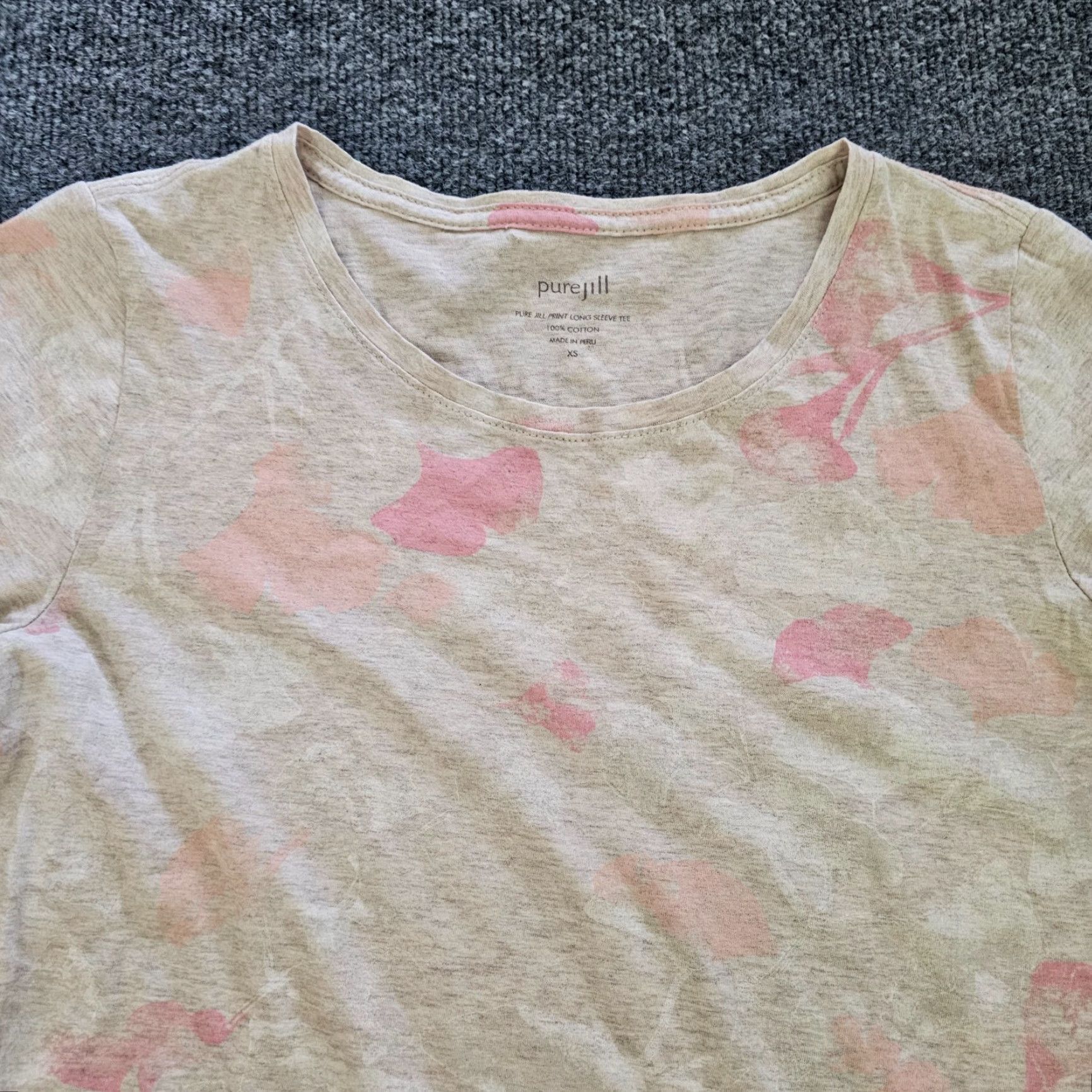 J. Jill J Jill Pure Jill Top Womens XS Beige Pink Long Sleeve Crew Neck Stretch Casual Shirt Size XS / US 0-2 / IT 36-38 - 2 Thumbnail