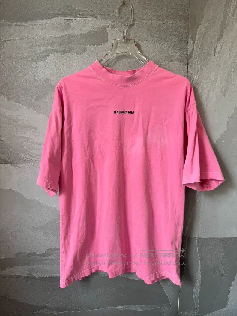 Balenciaga Balenciaga Pink Washed Aged Embroidered Letter Short-sleev Size US M / EU 48-50 / 2 - 1 Thumbnail