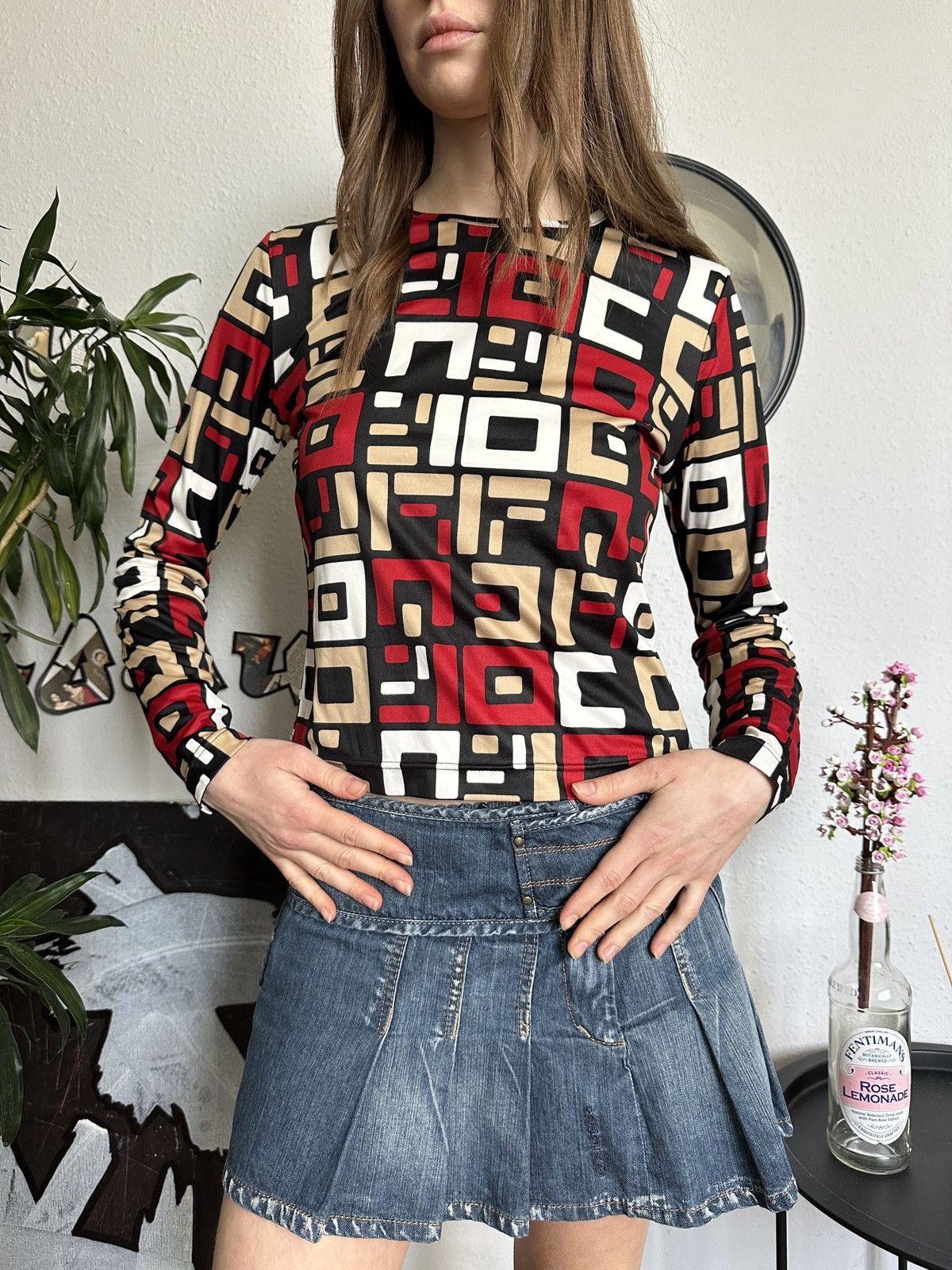 Mexx × Vintage Vintage slim full print futuristic top gaultier style y2k Size S / US 4 / IT 40 - 1 Thumbnail