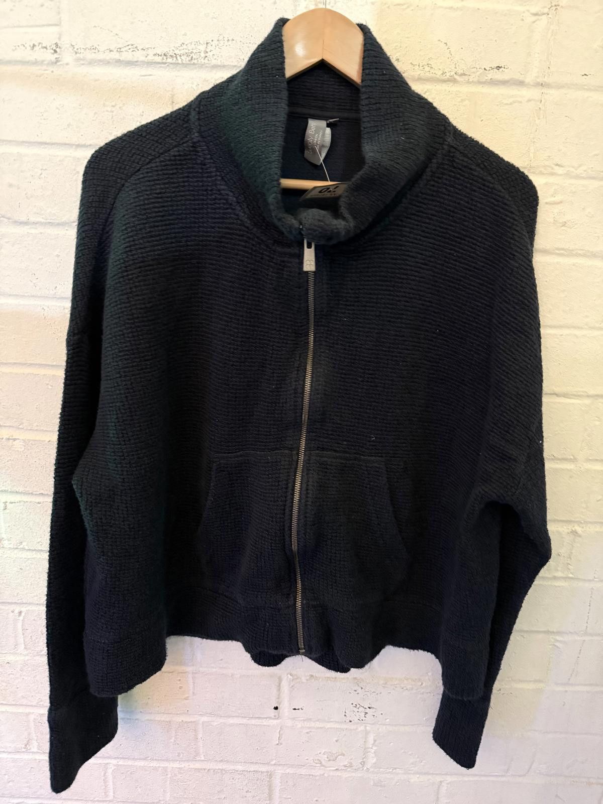 Unknown London Black Textured Zip-Up Women's Sweater Size M / US 6-8 / IT 42-44 - 2 Thumbnail