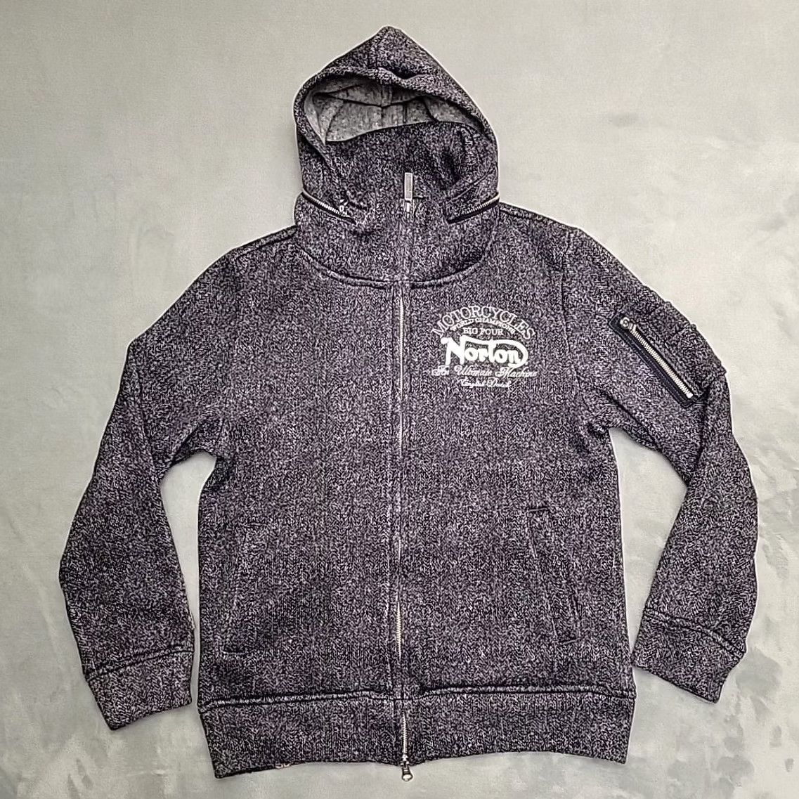 Logo 7 Norton Jacket Womens M Gray Hooded Knit Embroidered Logo Full Zip Retro Hoodie Size M / US 6-8 / IT 42-44 - 3 Thumbnail