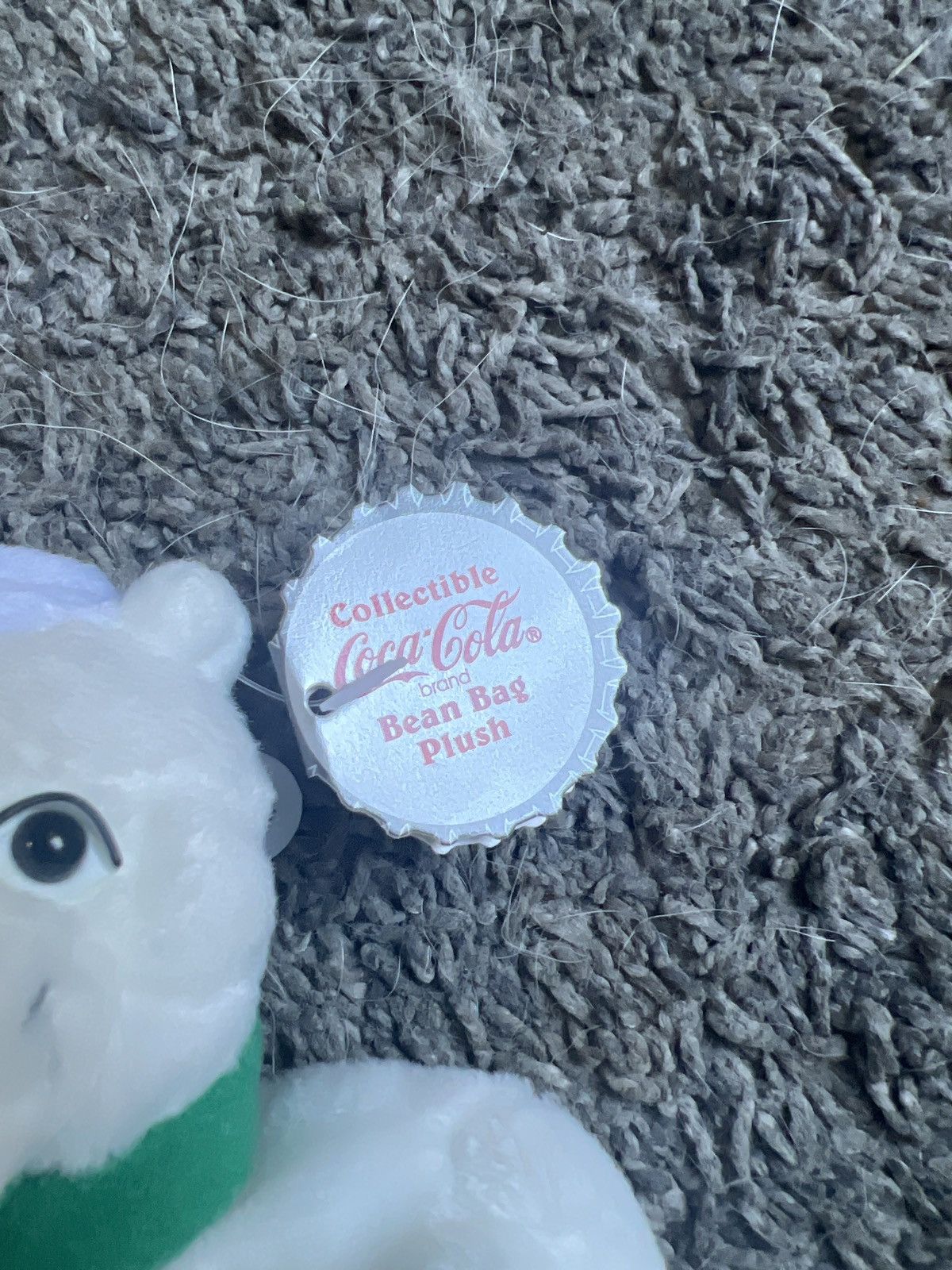 Coca Cola 1999 Coca-Cola Polar Bear In Long Striped Cap Bean Bag Plush Size ONE SIZE - 3 Thumbnail