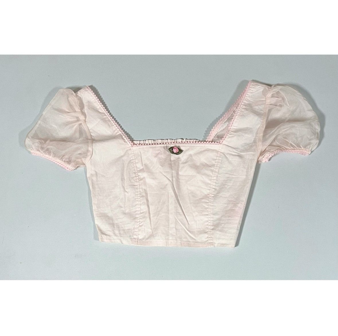 Dolls Kill Sugar Thrillz Pink Pastel Corset Shirt Crop Top Size S 🎀✨ Size S / US 4 / IT 40 - 1 Thumbnail