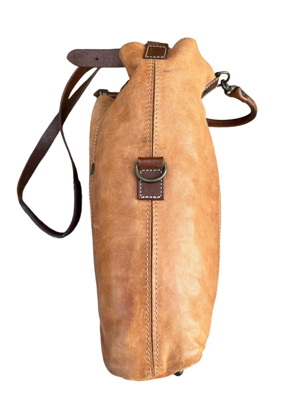 Leather Vintage REI Japan Distress Fade Patina Leather 2 Way Bag Size ONE SIZE - 14 Thumbnail