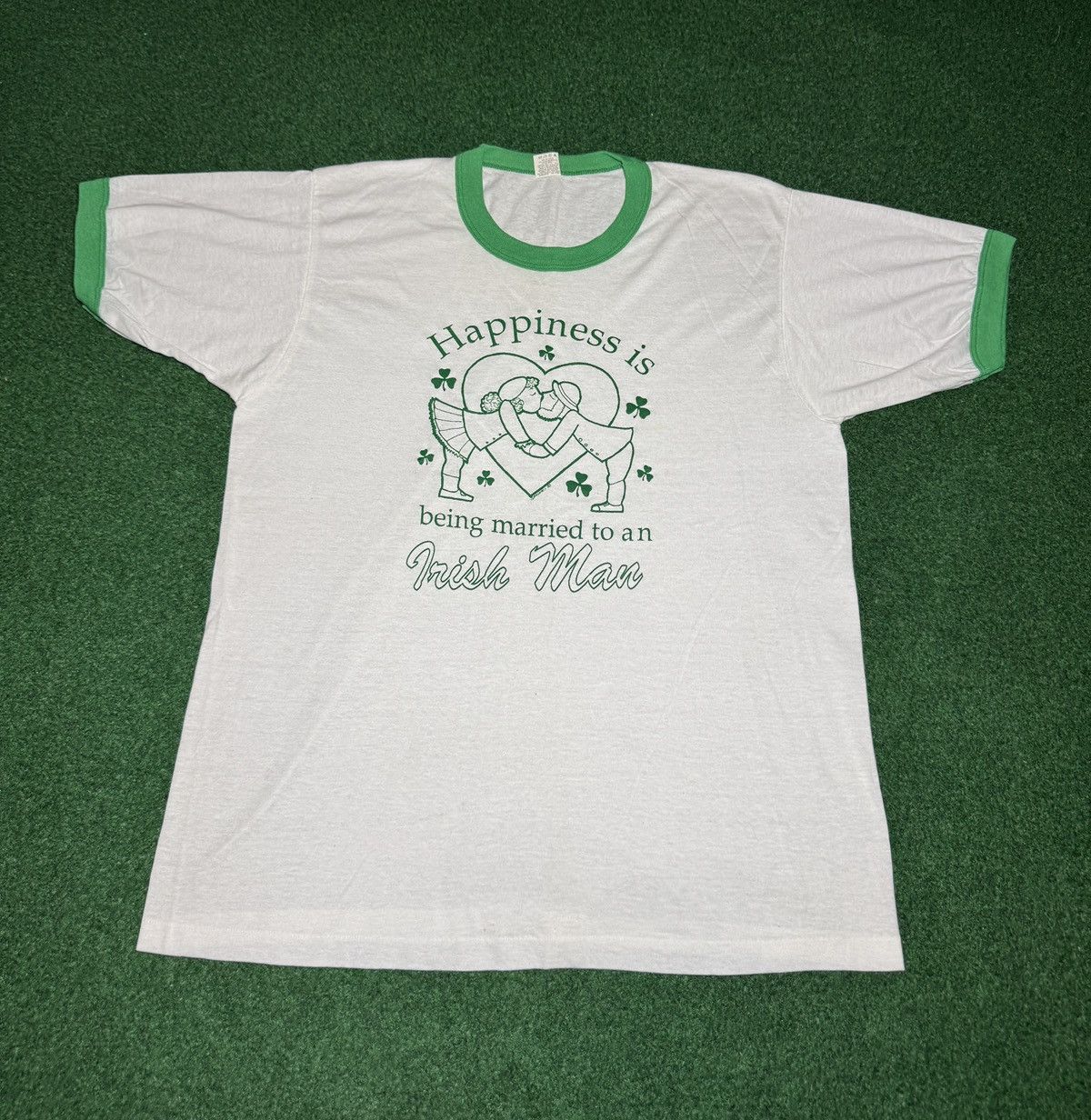 Vintage Happiness Is Being Married To An Irish Man L/XL 80s T Shirt Size US L / EU 52-54 / 3 - 1 Thumbnail