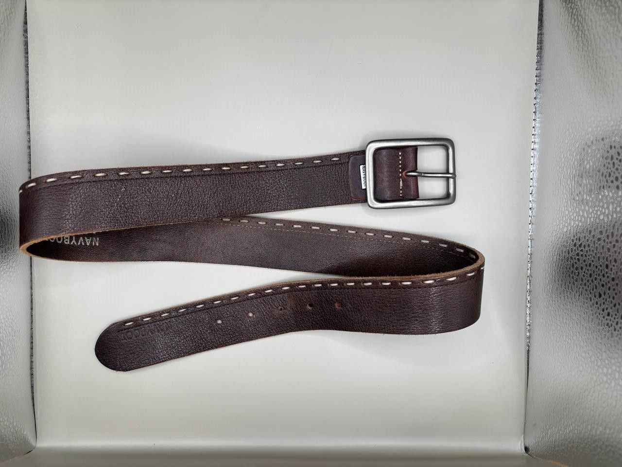 NAVYBOOT Navyboot Swiss Made Genuine Leather Belt - Brown Size ONE SIZE - 7 Thumbnail