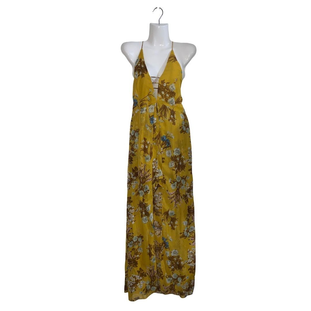 Other Essue Halter Floral Romper Maxi Dress Slit Large Boho Chic Size L / US 10 / IT 46 - 1 Thumbnail