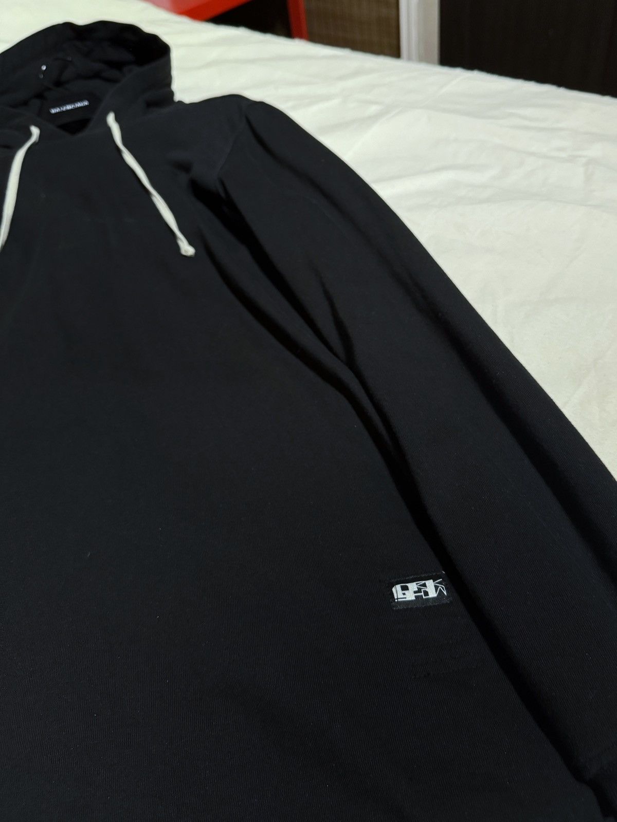 Rick Owens Drkshdw AW21 $492 RAW HEM HOODIE ELONGATED FIT BLACK MILK Size US L / EU 52-54 / 3 - 8 Thumbnail