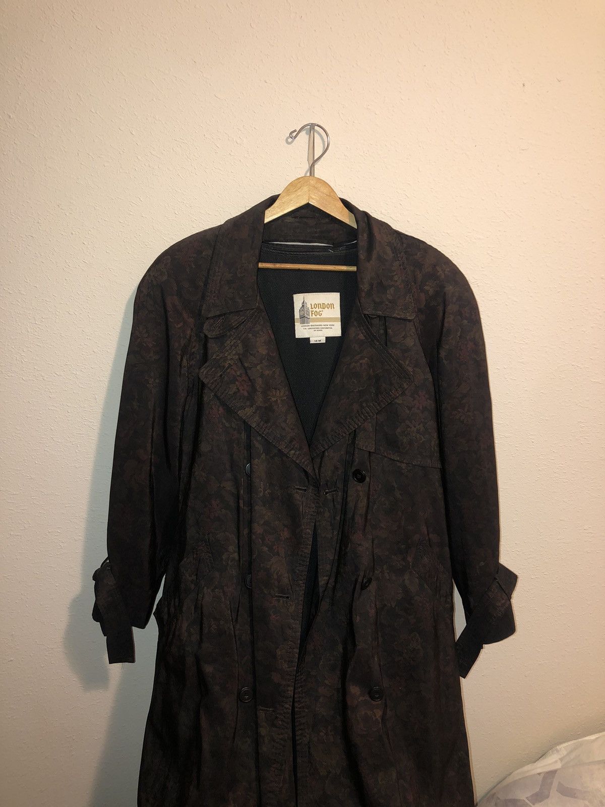 London Fog × Vintage Vintage London Fog Green Floral Trench Coat Size M-L Size XL / US 12-14 / IT 48-50 - 1 Thumbnail