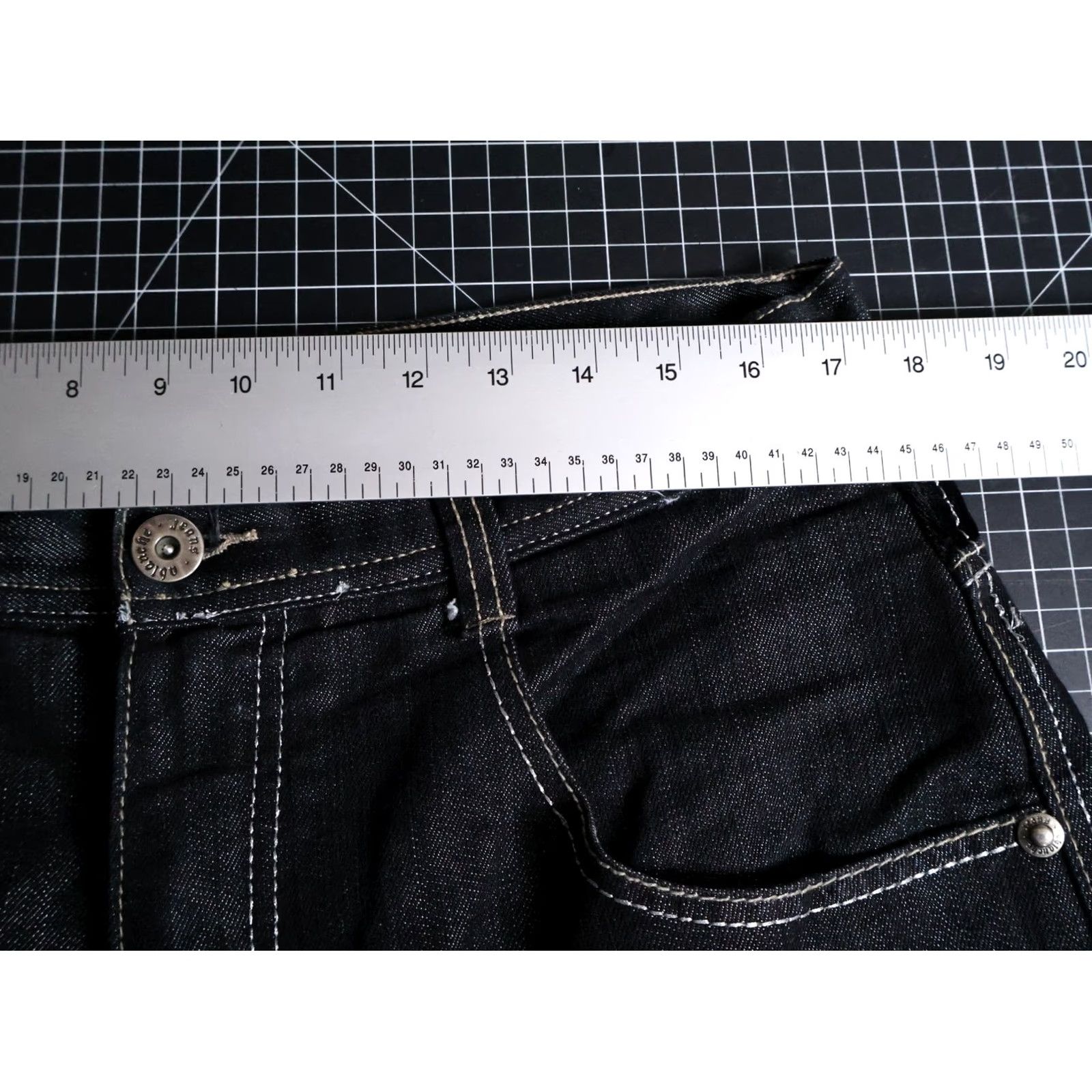 Vintage Ablance Vintage Wide Leg Jeans Men's 34 x 32 Black Denim Velvet Pockets Baggy VTG 90s Hip Hop Retro 5-Pocket Style Jeans Mens Size US 35 - 5 Thumbnail