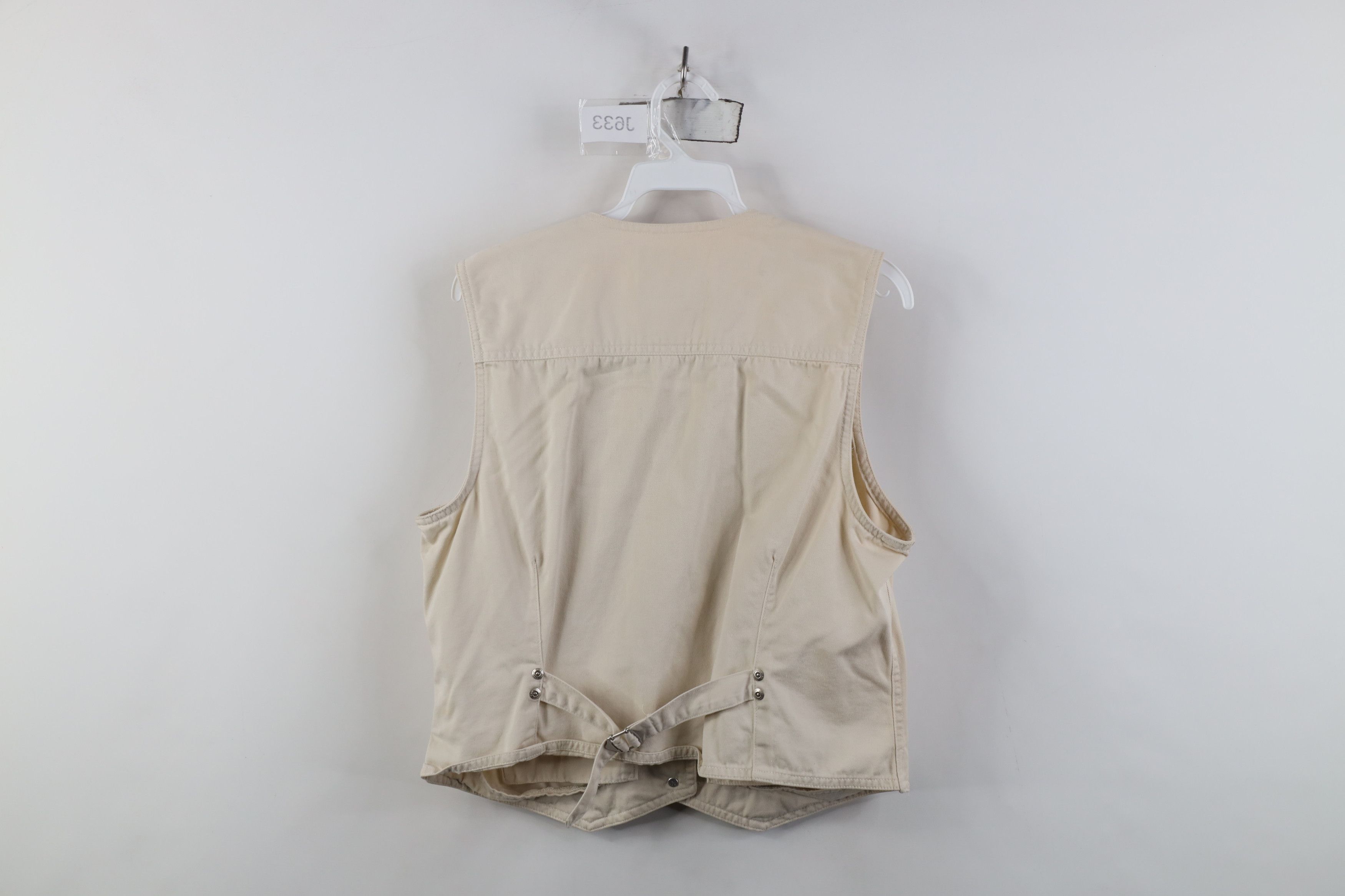 Vintage Vintage 90s Streetwear Buckle Back Vest Jacket Beige Size M / US 6-8 / IT 42-44 - 12 Thumbnail