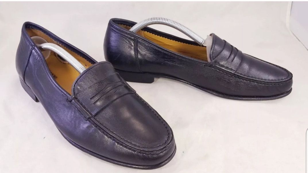 DESIGNER MAGNANNI BLACK LEATHER PENNY LOAFERS