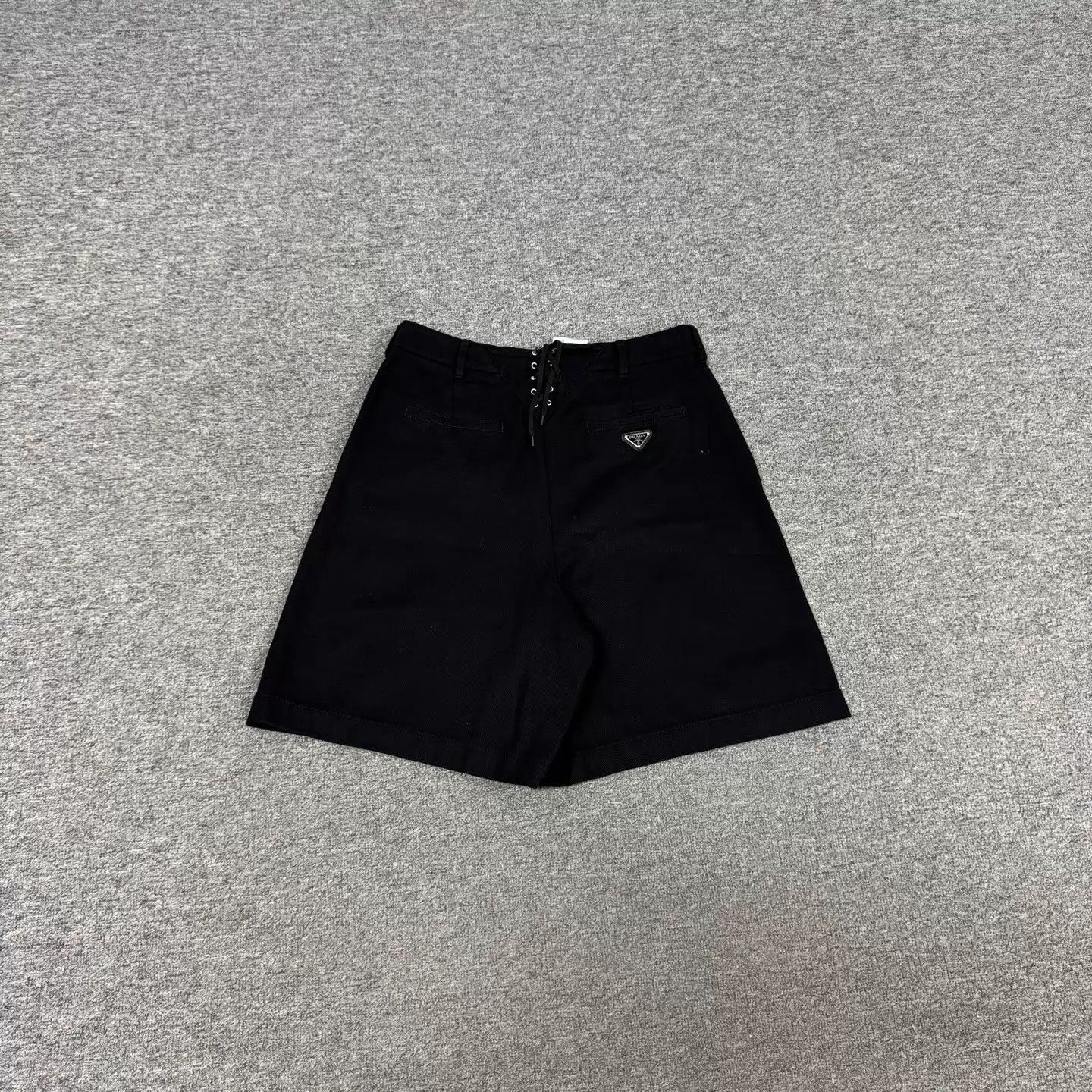 Prada Prada Triangle Logo High-Waisted Drawstring Tailored Shorts Size 28" / US 6 / IT 42 - 1 Thumbnail