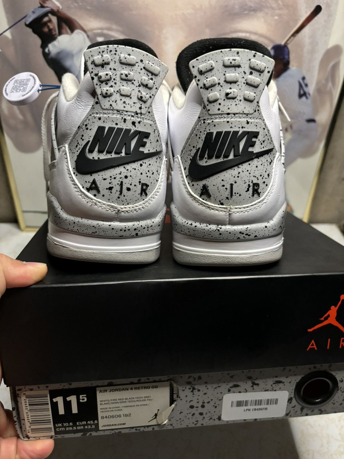 Jordan Brand Air Jordan 4 Retro OG white cement Size US 11.5 / EU 44-45 - 7 Thumbnail