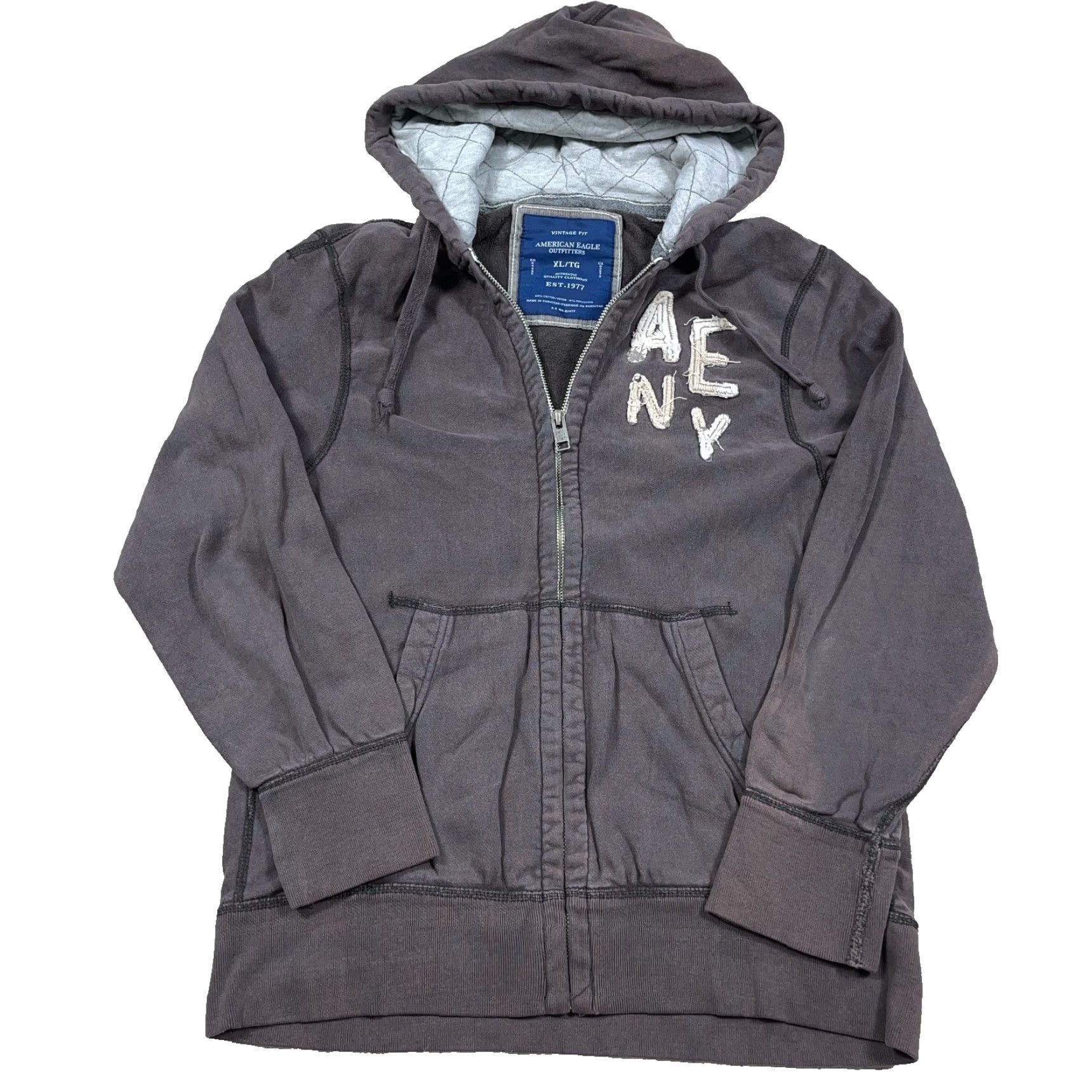 American Eagle Outfitters VINTAGE American Eagle Outfitters Hoodie Women XL Brown Full Zip Jacket Sun Faded Worn Size XL / US 12-14 / IT 48-50 - 2 Thumbnail