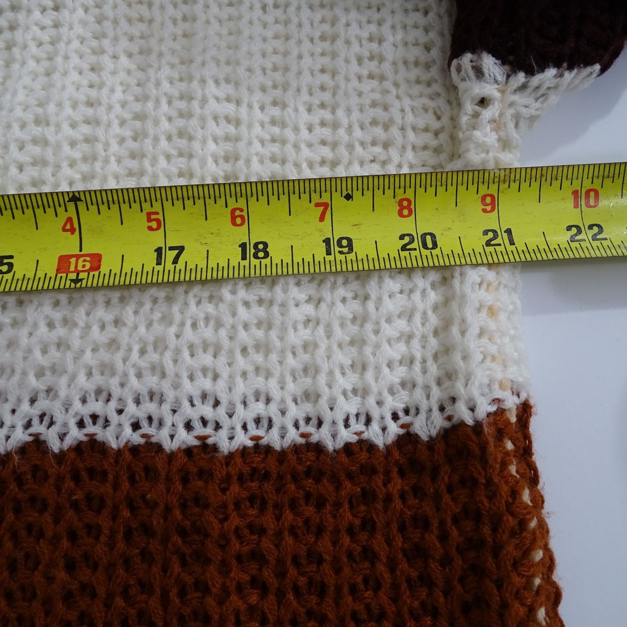 Other Runway 7 Striped Knit Sweater Brown Tan Frayed V-Neck Size M Size M / US 6-8 / IT 42-44 - 7 Thumbnail