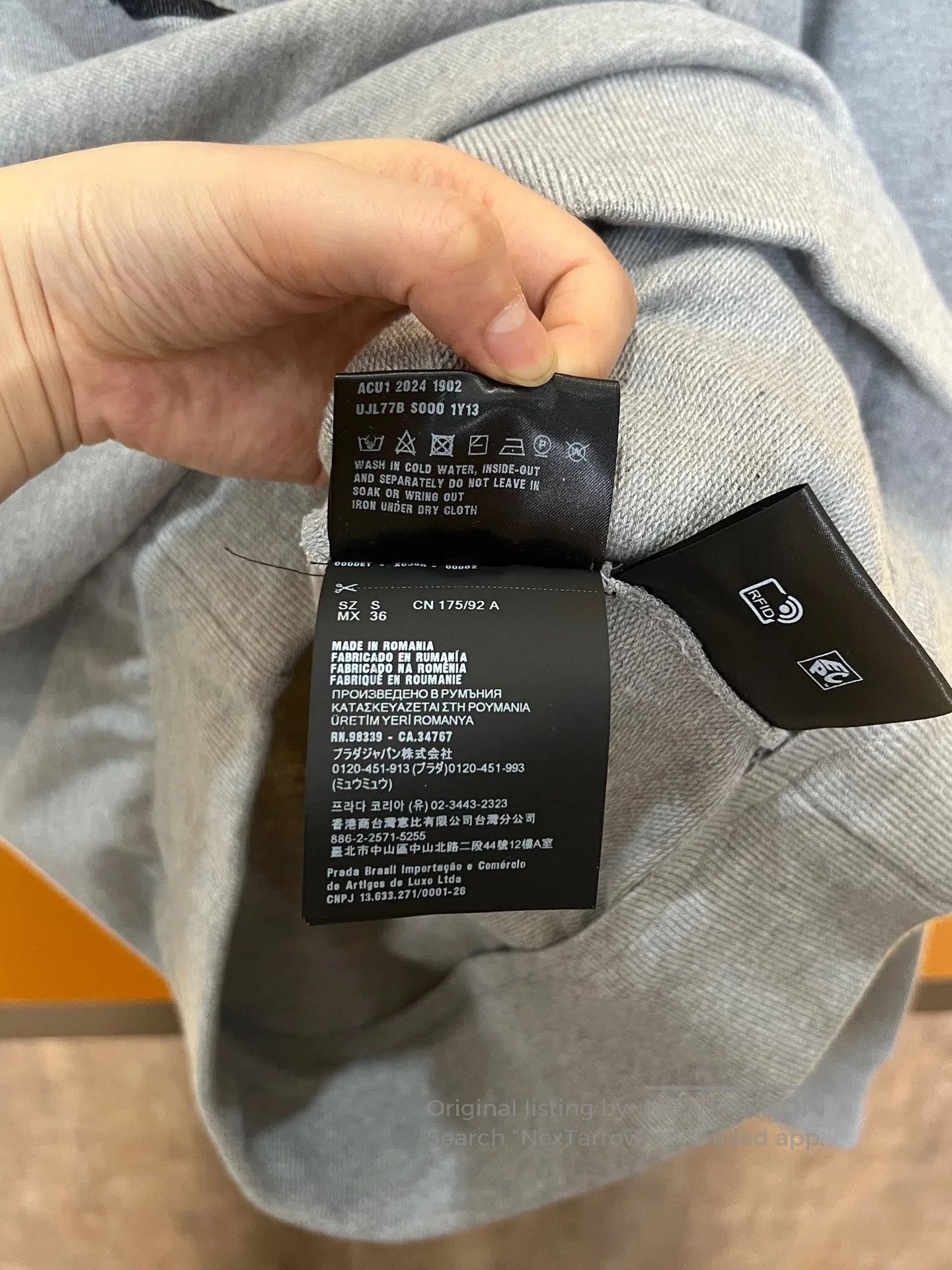 Prada Prada Grey Chest Slogan Polo Sweatshirt| Size US S / EU 44-46 / 1 - 5 Thumbnail