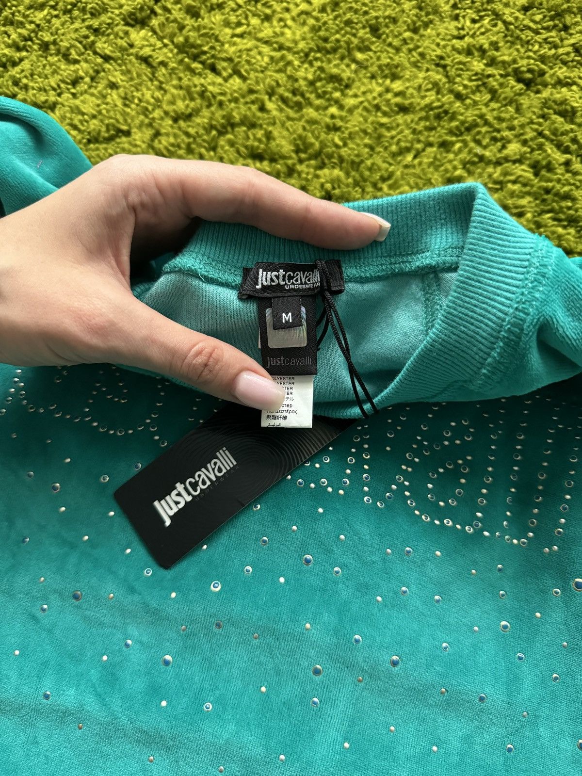 Designer × Just Cavalli × Roberto Cavalli Just Cavalli NWT rhinestone logo velour sweatshirt Size M / US 6-8 / IT 42-44 - 5 Thumbnail