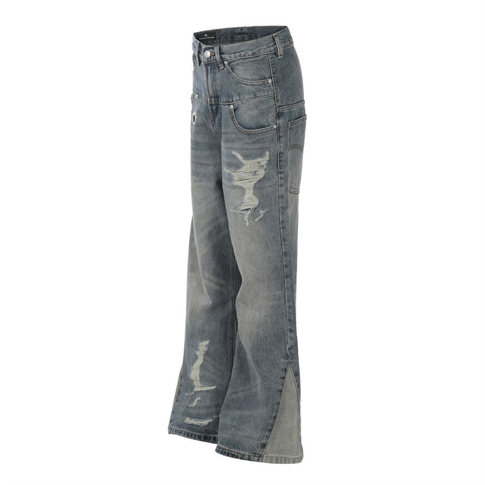 Japanese Brand American hip-hop ripped patchwork flared jeans for men Size US 32 / EU 48 - 2 Thumbnail