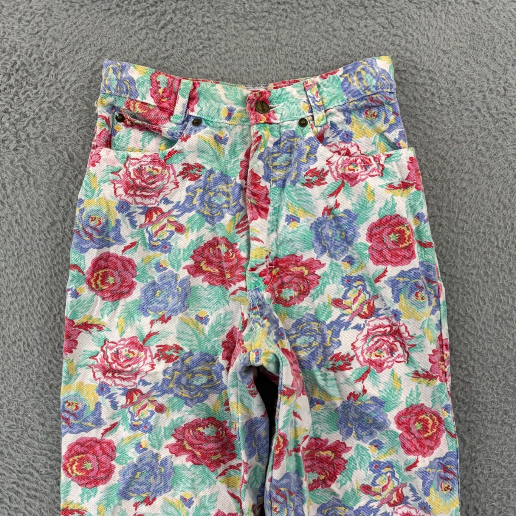 Vintage VINTAGE Palmettos Jeans Juniors 7 High Waisted Floral Pastel 80s Straight Casual Womens Boys? Size 28" / US 6 / IT 42 - 5 Thumbnail