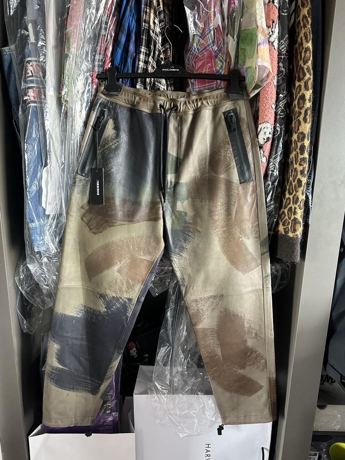 image of Diesel Leather Camo Sweatpants Joggers Small Jeans Pants, Men's (Size 30)