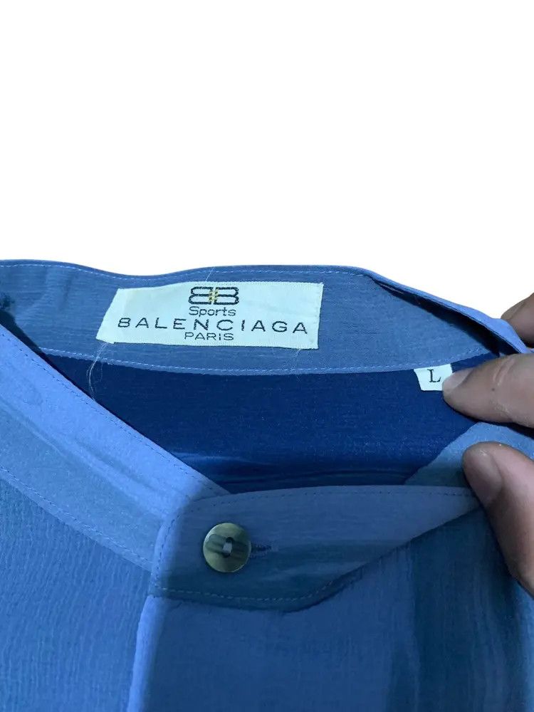 Balenciaga Vintage Balenciaga mandarin crinkle shirt Size US XL / EU 56 / 4 - 8 Thumbnail
