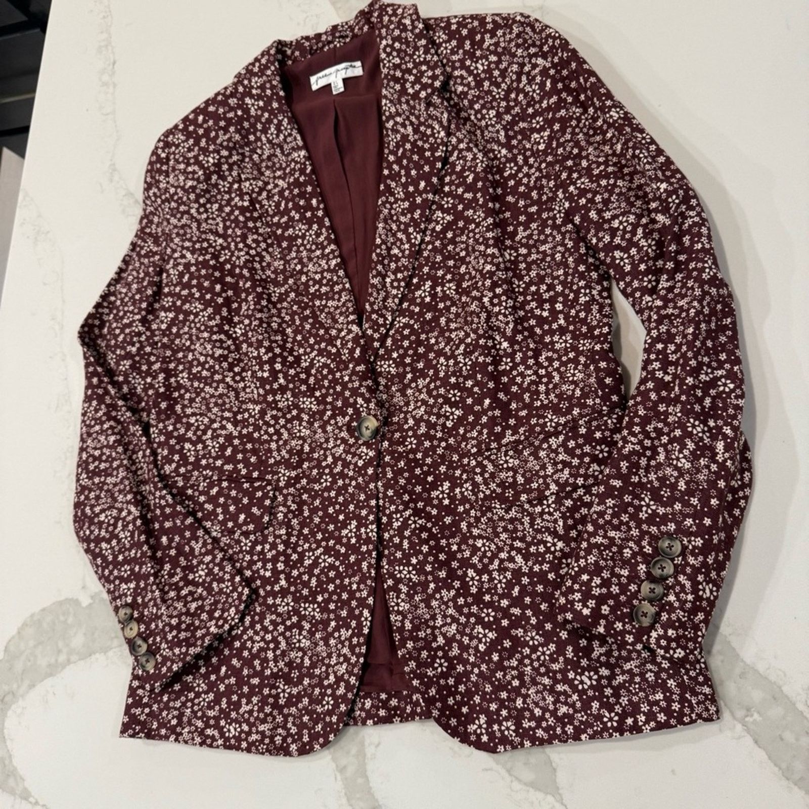 Free People Free People Maggie Floral Linen Blazer Jacket Women’s 6 Red Size M / US 6-8 / IT 42-44 - 2 Thumbnail