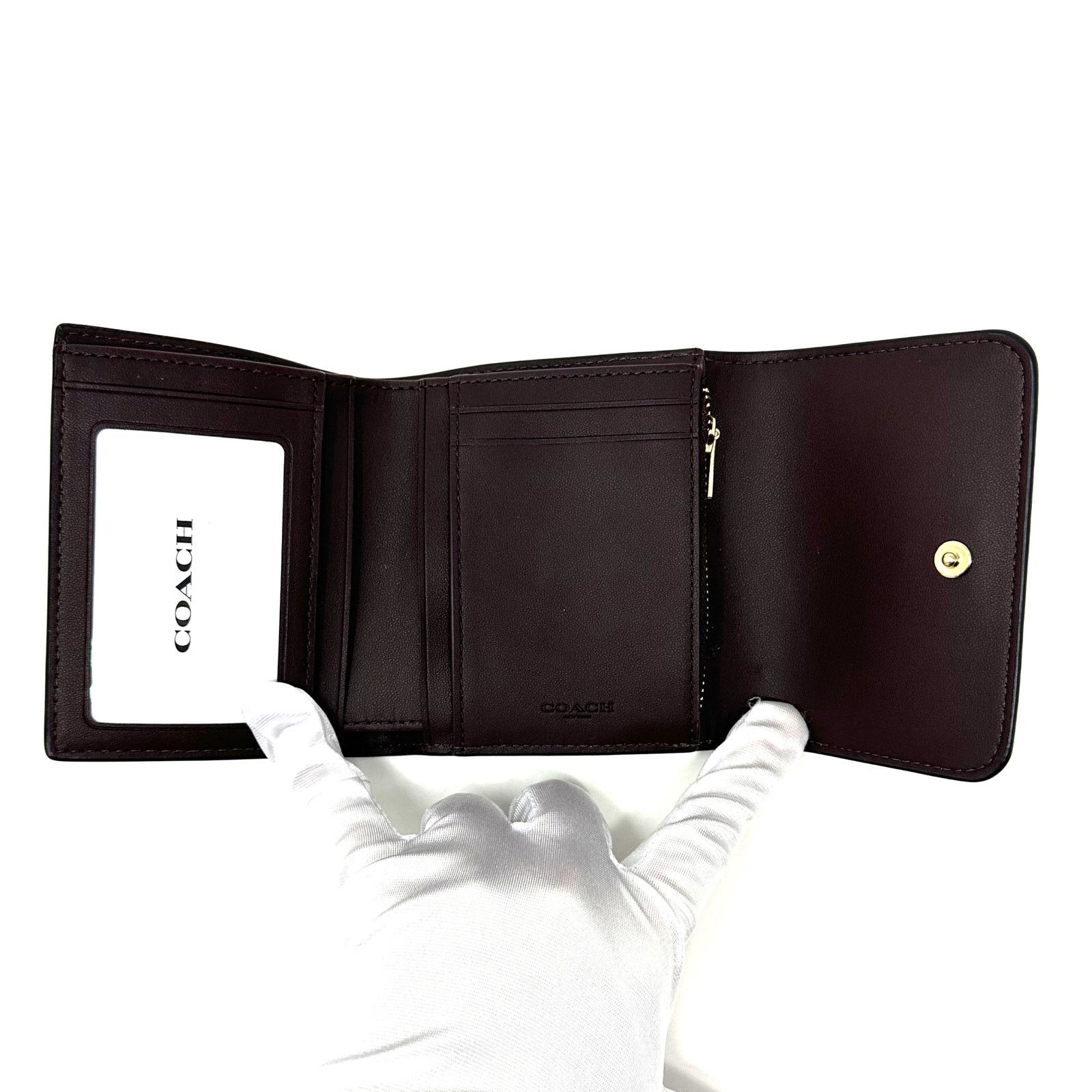 Coach Coach Small Trifold Wallet Brown Black Leather CE930 Size ONE SIZE - 4 Thumbnail