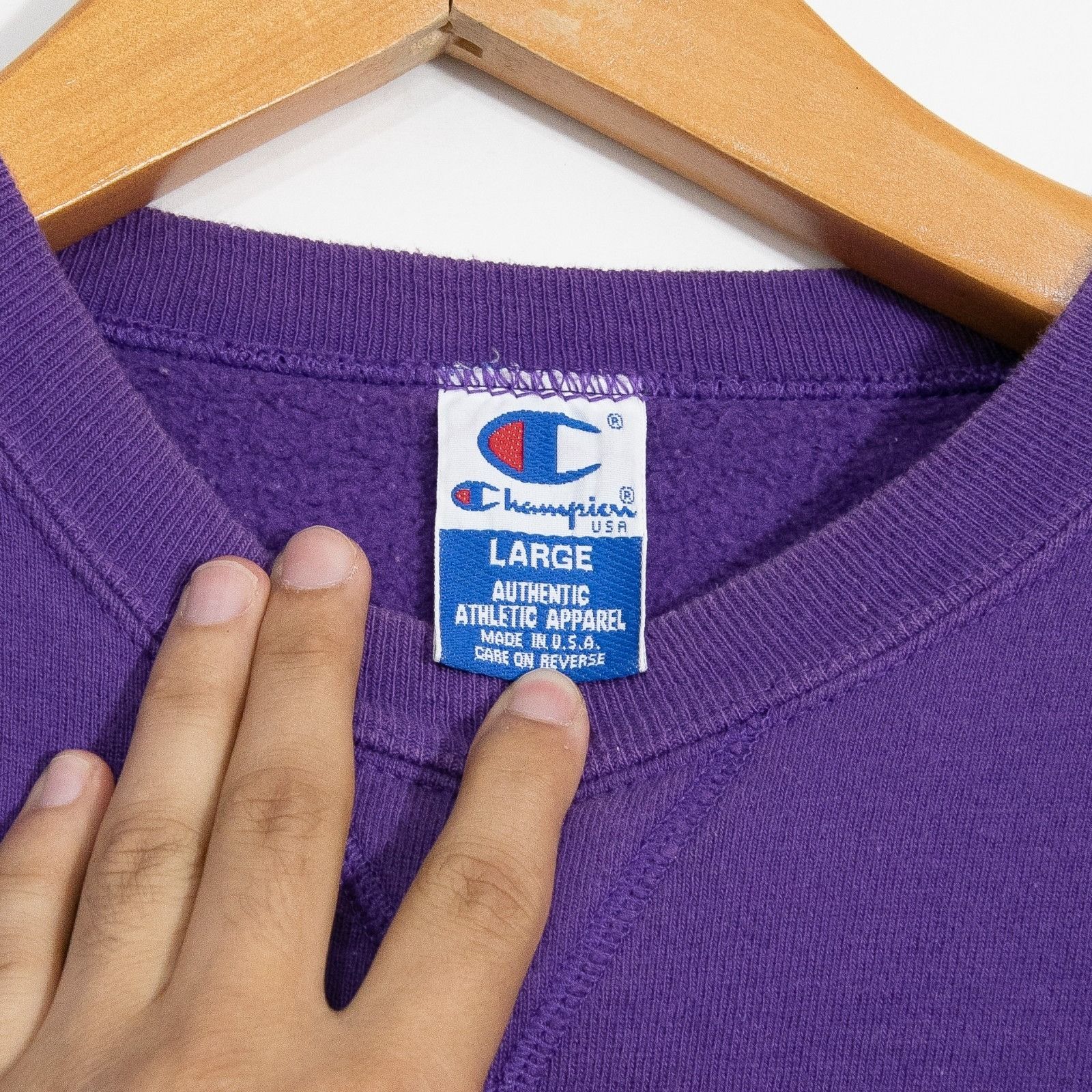 Champion Vintage 90s Champion Blank Sweatshirt Large - Faded Sunfaded Size US L / EU 52-54 / 3 - 5 Thumbnail