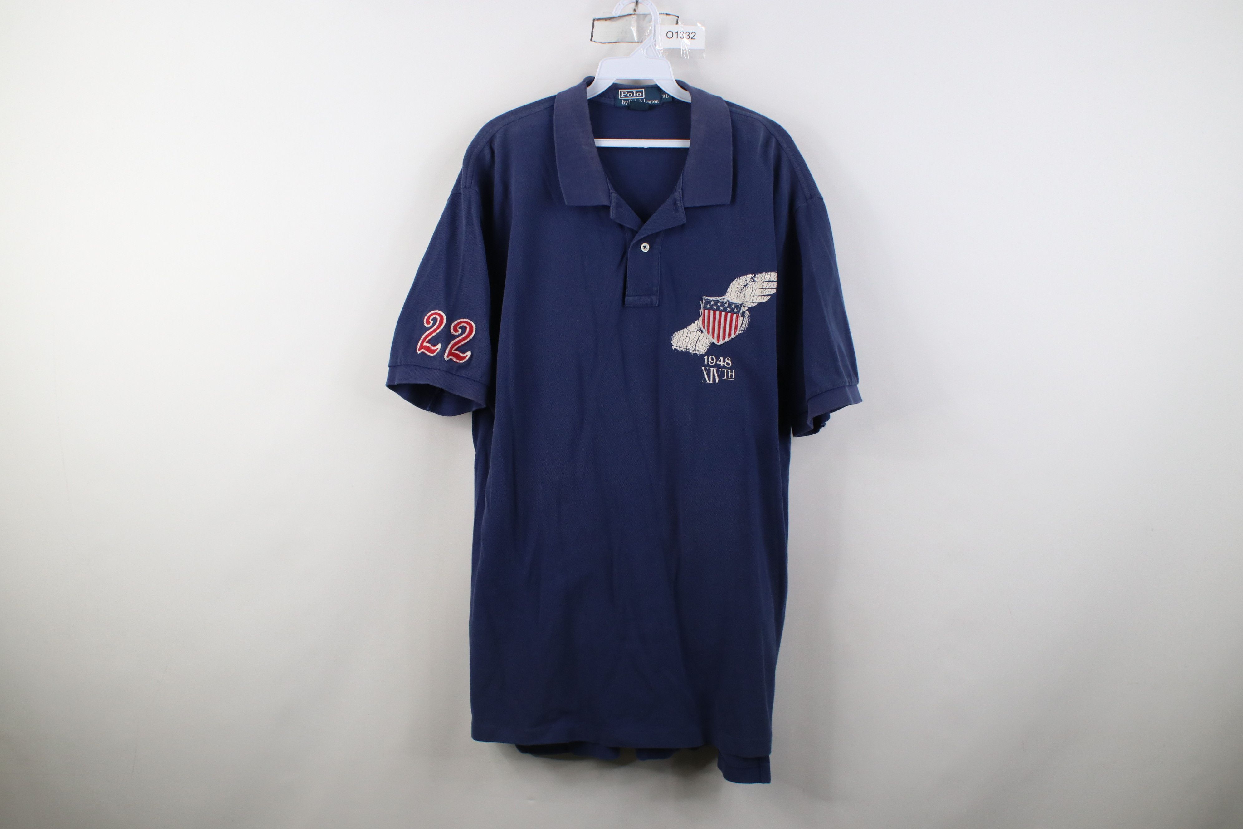Polo Ralph Lauren Vintage 90s Y2K Ralph Lauren Track Shoe USA Crest Polo Size US XL / EU 56 / 4 - 1 Thumbnail